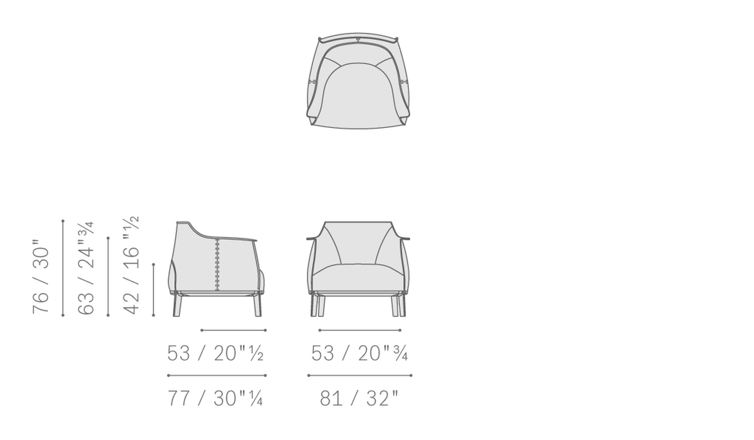archibald armchair wood base 5PF0050606530