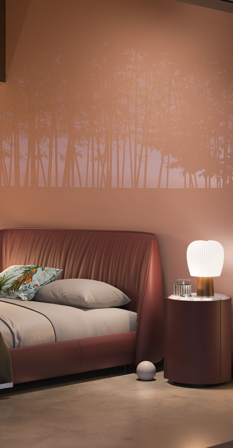Archibald | Bed Archibald bed by Poltrona Frau, with leather headboard and handcrafted wooden frame, refined Italian design.