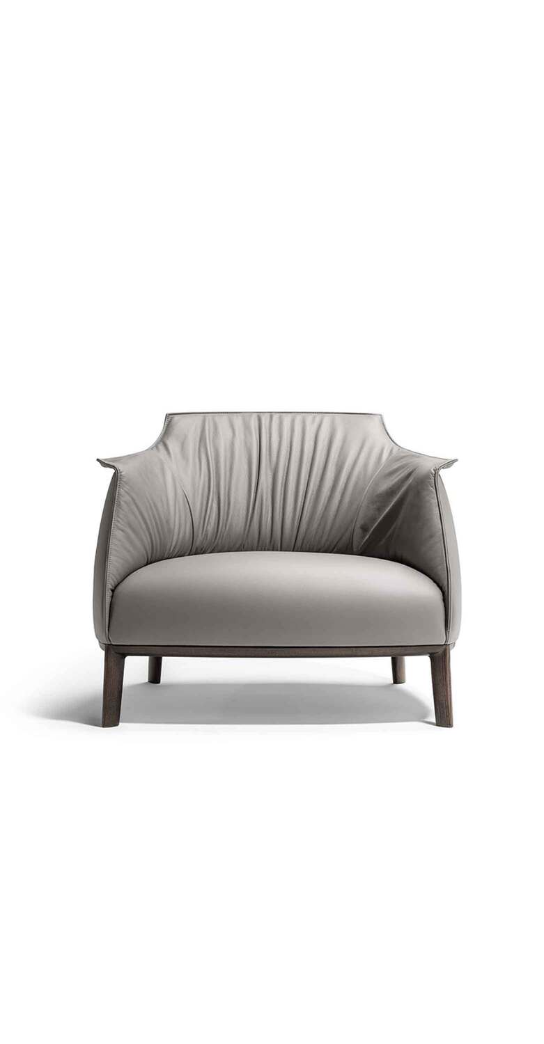 Archibald Large armchair by Poltrona Frau, Pelle Frau® leather or fabric, solid ash wood base, contrast stitching, finest Italian luxury craftsmanship