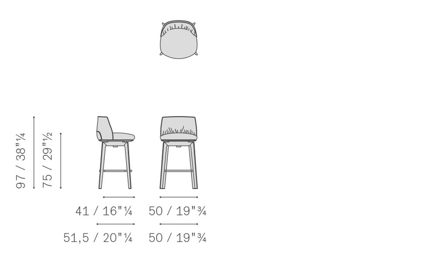 04 archibald stool wood sgabello legno girevole H75 5PF0050600016