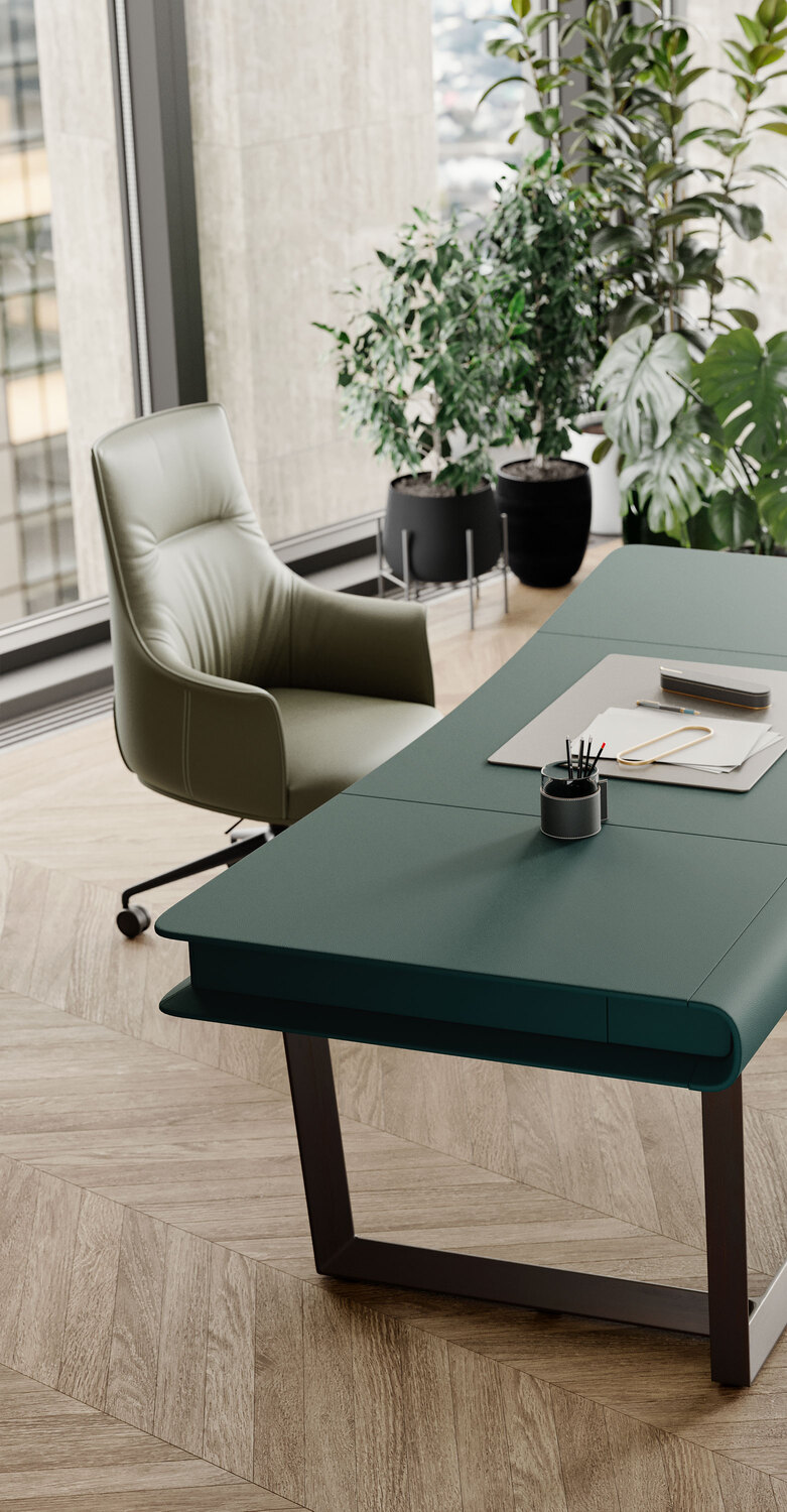 Archibald Task | Silla de oficina Silla de oficina Archibald Task de Poltrona Frau, ergonómica y tapizada en piel de alta calidad, diseño italiano.
