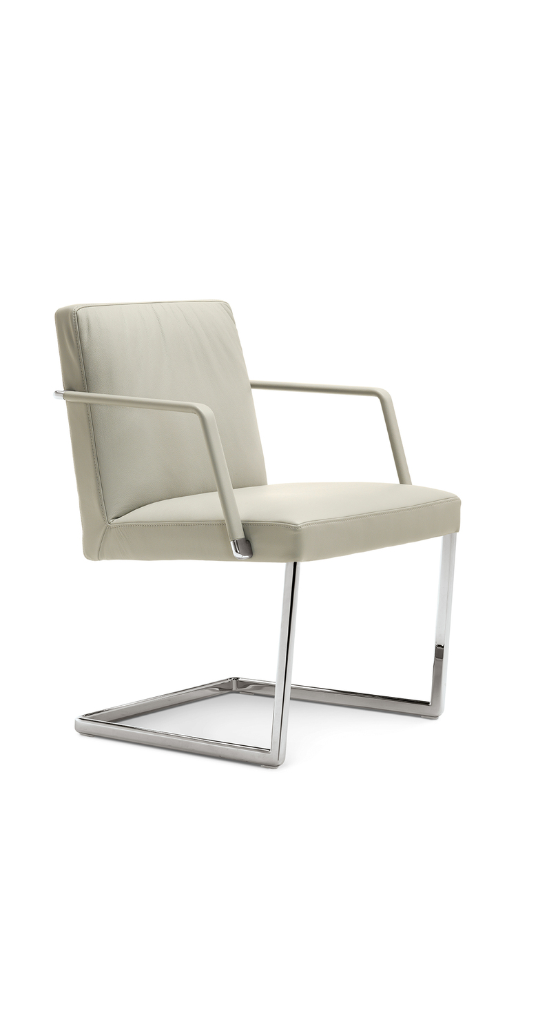 Chancellor Conference Cantilever chair by Poltrona Frau, design Lievore Altherr Molina, Pelle Frau® leather, molded polyurethane seat and back, chrome or dark grey tubular steel sled base
