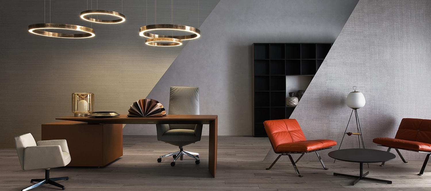 Chancellor office chair by Poltrona Frau, design Lievore Altherr Molina, ergonomic swivel chair with height adjustment, molded polyurethane structure, Pelle Frau® leather upholstery, polished aluminum five-spoke base