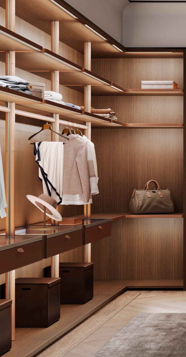 DressCove | Hanger Dress Cove hanger by Poltrona Frau, available entirely in Canaletto walnut or wenge-stained beech, or with Pelle Frau® leather upholstery, refined Italian design and luxury craftsmanship
