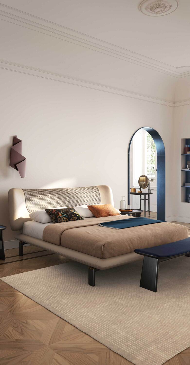 DUO | Bed Duo bed by Poltrona Frau, with wooden frame and Pelle Frau® upholstery, Italian design for the bedroom.
