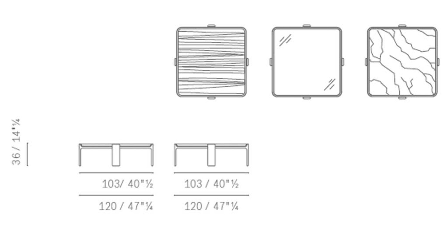 10 duo low table 120x120x36