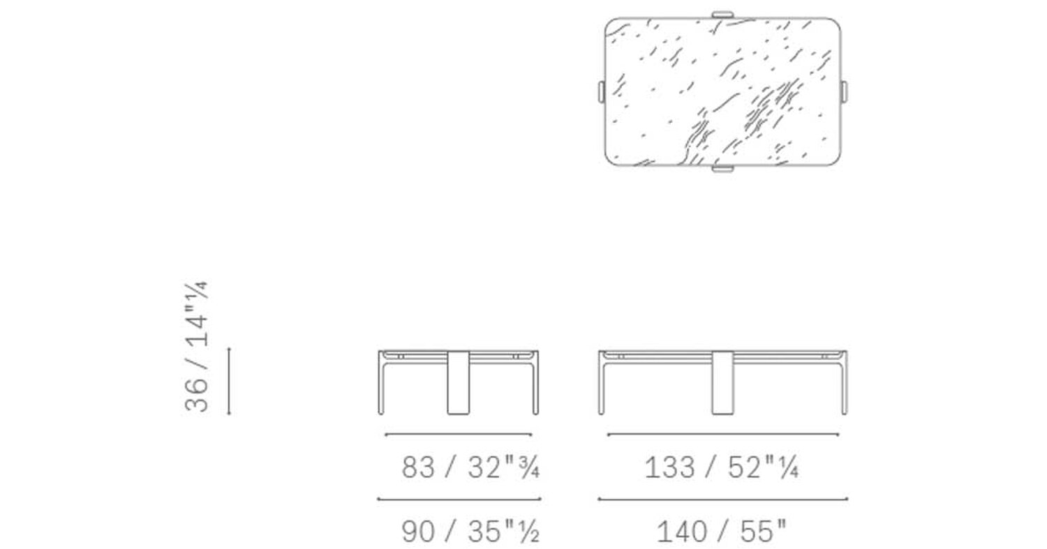 12 duo low table 140x90x36 marble