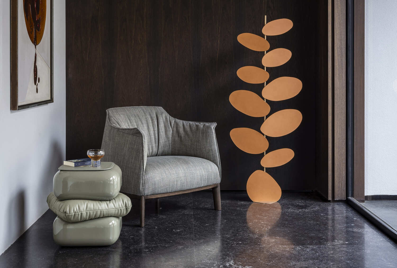 Foliage floor lamp with nature-inspired design.