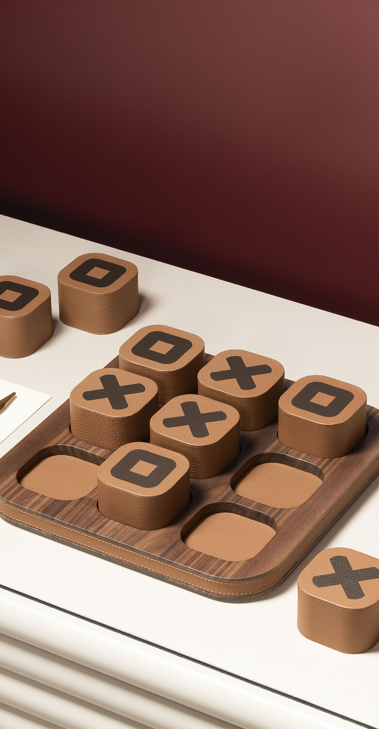 Games collection | Tris Collezione Games Tris di Poltrona Frau, gioco da tavolo in legno e pelle, design elegante e artigianale