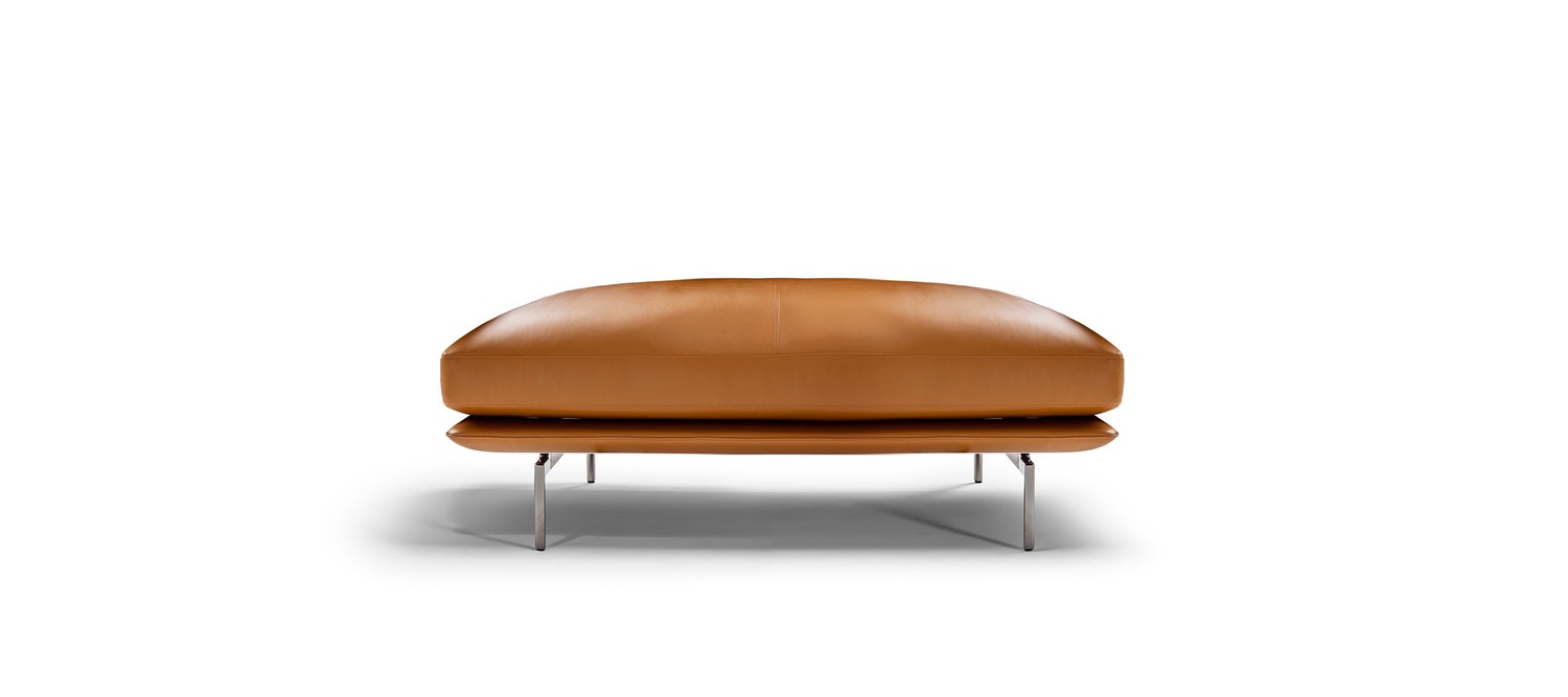 Get Back | Ottoman Get Back ottoman by Poltrona Frau with rounded corners, Pelle Frau® leather upholstery and aluminium feet, refined Italian craftsmanship