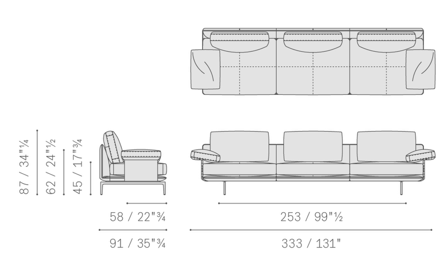 Stampa 05 get back 3 seater sofa low arms 5645311