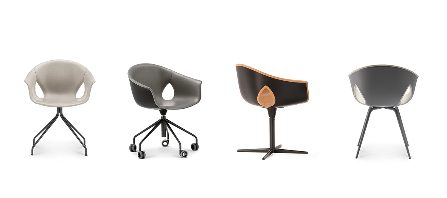 Ginger Ale | Poltroncina a 4 gambe Poltroncina Ginger Ale 4 razze di Poltrona Frau con scocca in polimero imbottita, rivestimento in Pelle Frau® e base metallica, design contemporaneo e manifattura italiana di pregio