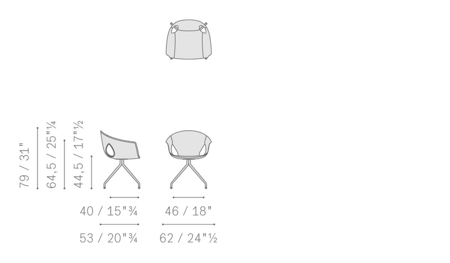 Stampa 01 ginger ale 4 spokes base small armchair 5542018
