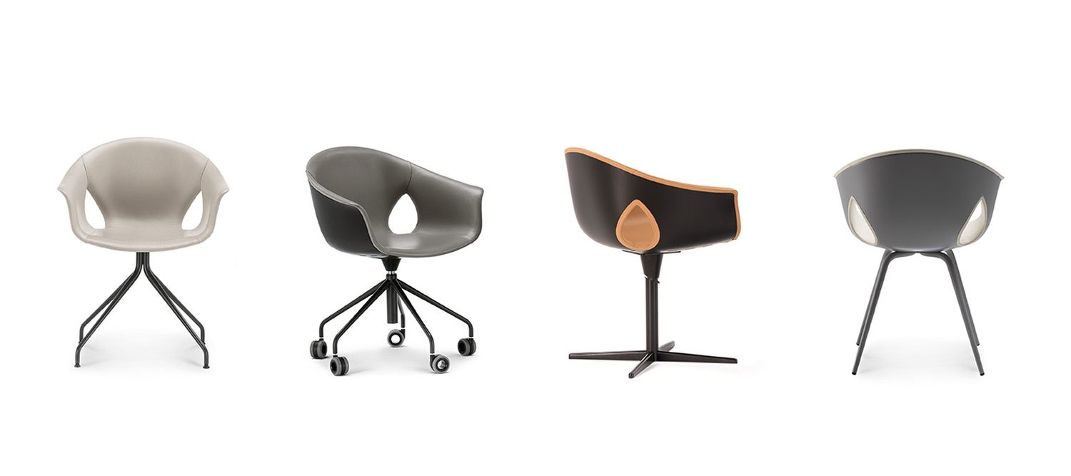 Ginger Ale | Small armchair with metal legs Ginger Ale Metal Legs small armchair by Poltrona Frau, polymer shell with metal conical legs, upholstered in Pelle Frau® leather, Italian luxury design