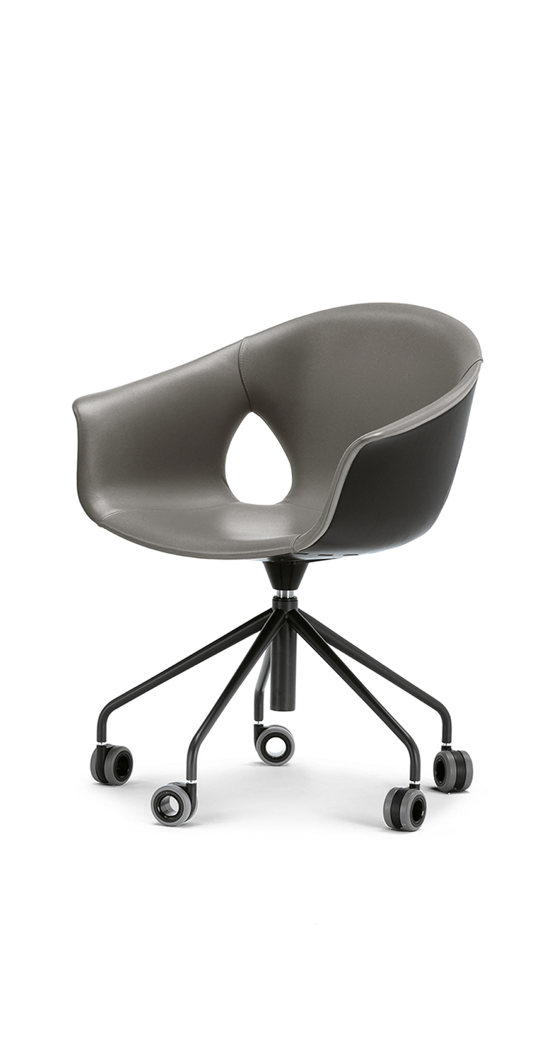 Ginger Ale | Office chair Ginger Ale office chair by Poltrona Frau, five-spoke base with castors, polymer shell upholstered in Pelle Frau® leather, Italian luxury design and craftsmanship