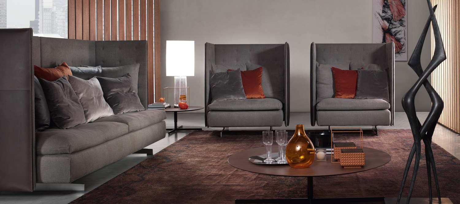 GranTorino HB | Sessel GranTorino HB Sessel von Poltrona Frau, Bezug aus Pelle Frau® Leder und Stoff, Daunen- und Polyurethanpolsterung, italienisches Luxusdesign
