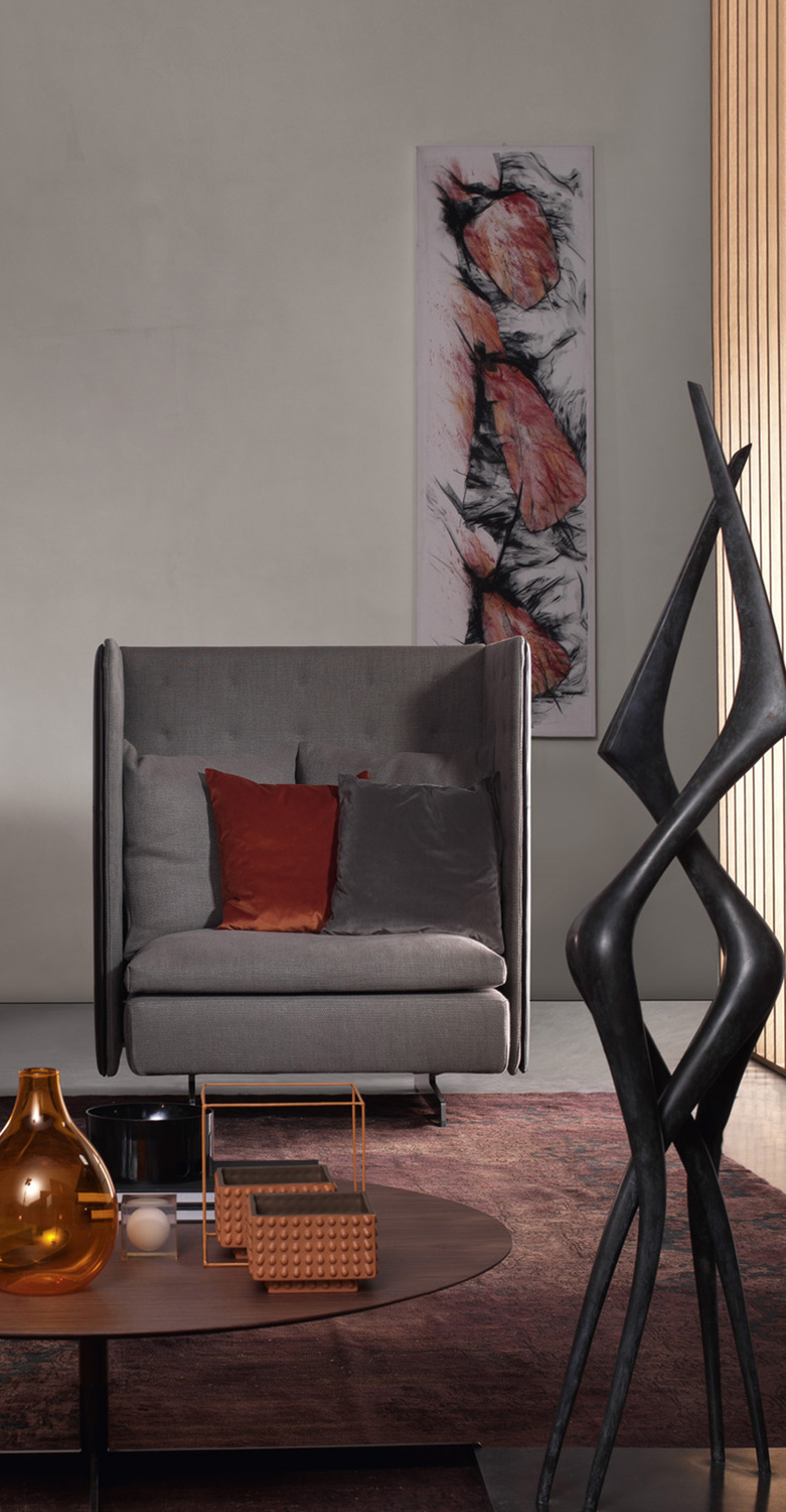 GranTorino HB | Sessel GranTorino HB Sessel von Poltrona Frau, Bezug aus Pelle Frau® Leder und Stoff, Daunen- und Polyurethanpolsterung, italienisches Luxusdesign