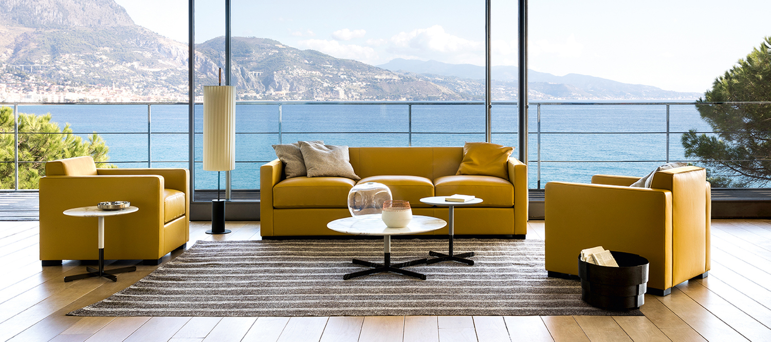Linea A | Sofa Linea A sofa by Poltrona Frau in Pelle Frau® leather or fabric, tailored stitching and feather cushions, Italian artisanal tradition of excellence
