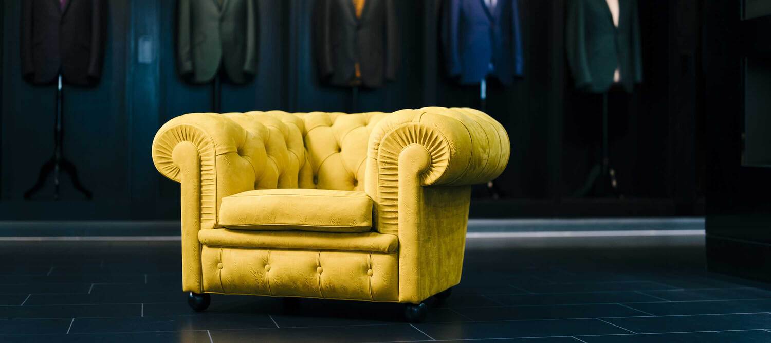 Ozwald Boateng x Poltrona Frau | Chester collection Chester OB–X PF armchair in Pelle Frau® Nubuck with hand-embossed Tribal pattern, icon of Italian luxury craftsmanship and design