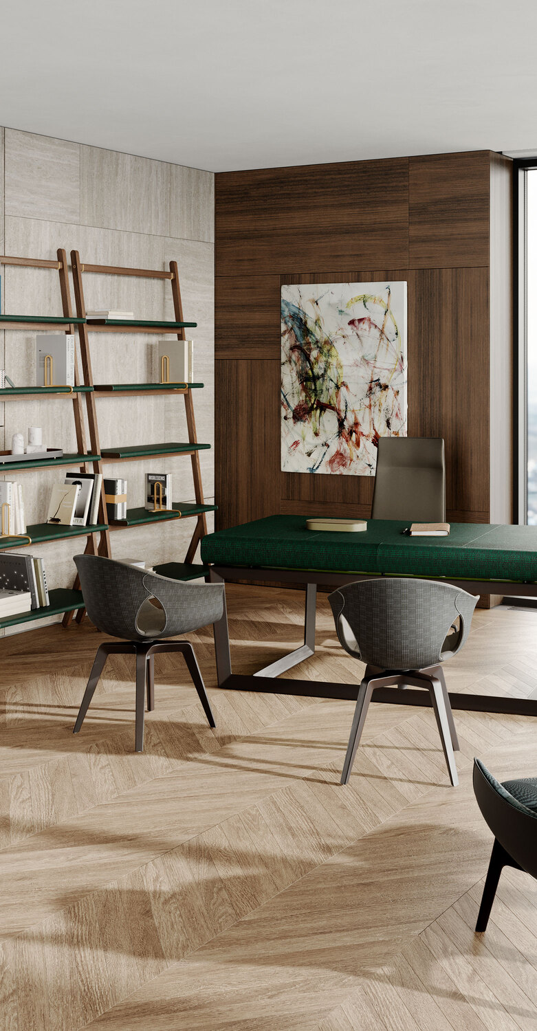 Ozwald Boateng x Poltrona Frau | Ginger Ale 小扶手椅 Ginger Ale OB–X PF小扶手椅,多色Pelle Frau® Kenté外殼與Colorsphere內襯,義大利奢華設計與卓越工藝