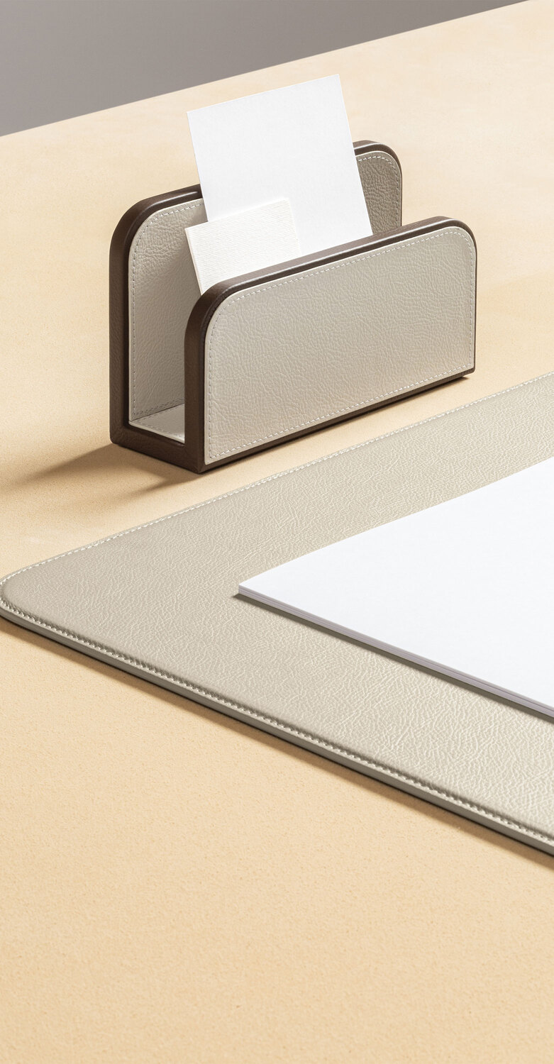 Office collection | Paper tray Giobagnara x Poltrona Frau envelope holder and A4 tray in Pelle Frau® leather, rounded design, available in various colors, Italian luxury craftsmanship