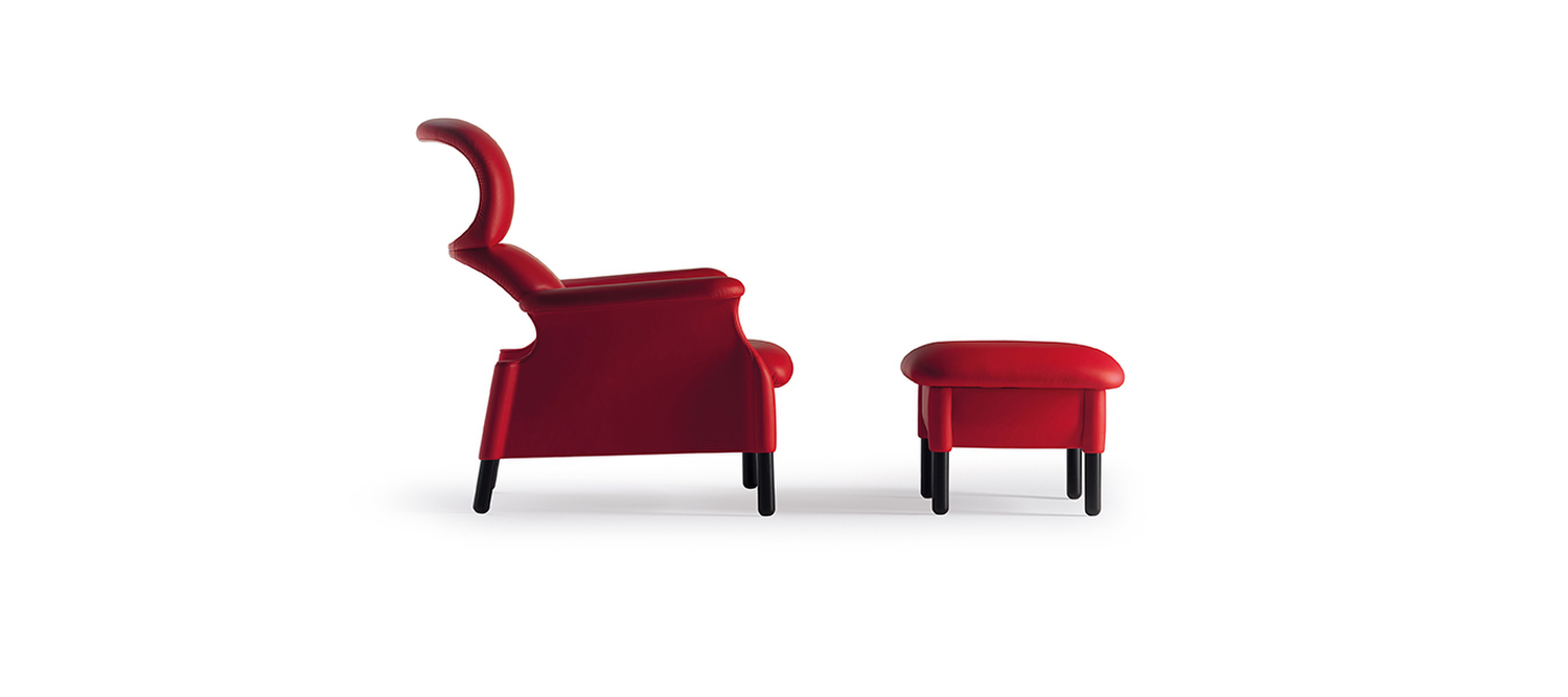 Sanluca | Ottoman Sanluca ottoman by Poltrona Frau in Pelle Frau® leather, birch plywood and beech structure, wengé ash feet, Castiglioni design, Italian artisanal excellence