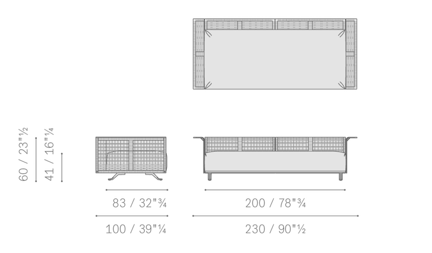 Stampa 03 solaria 3 seater sofa woven structure 5667311