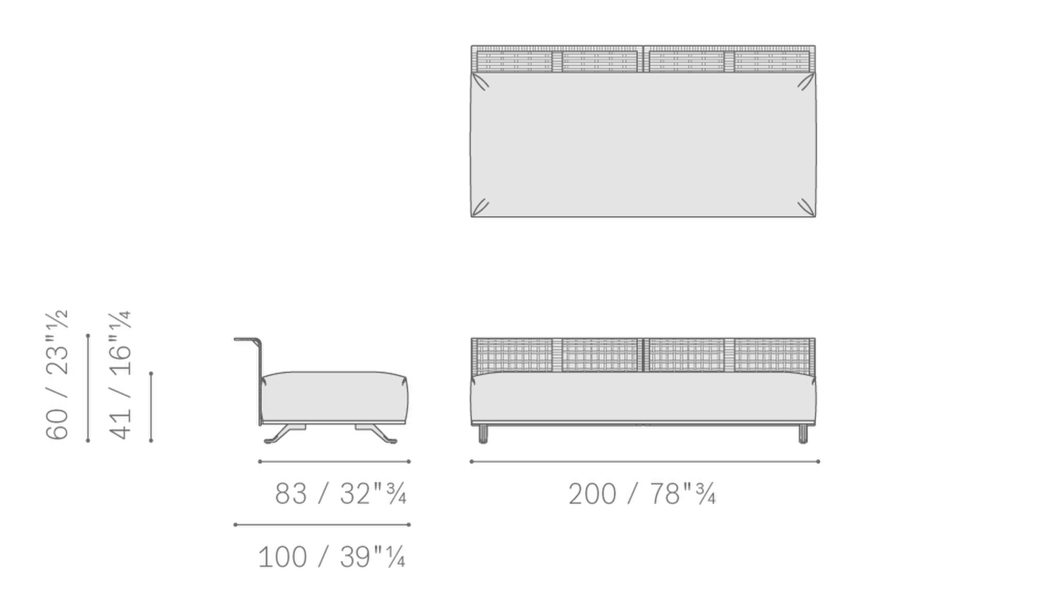 Stampa 17 solaria 3 seater sofa without armrests woven structure 5667321