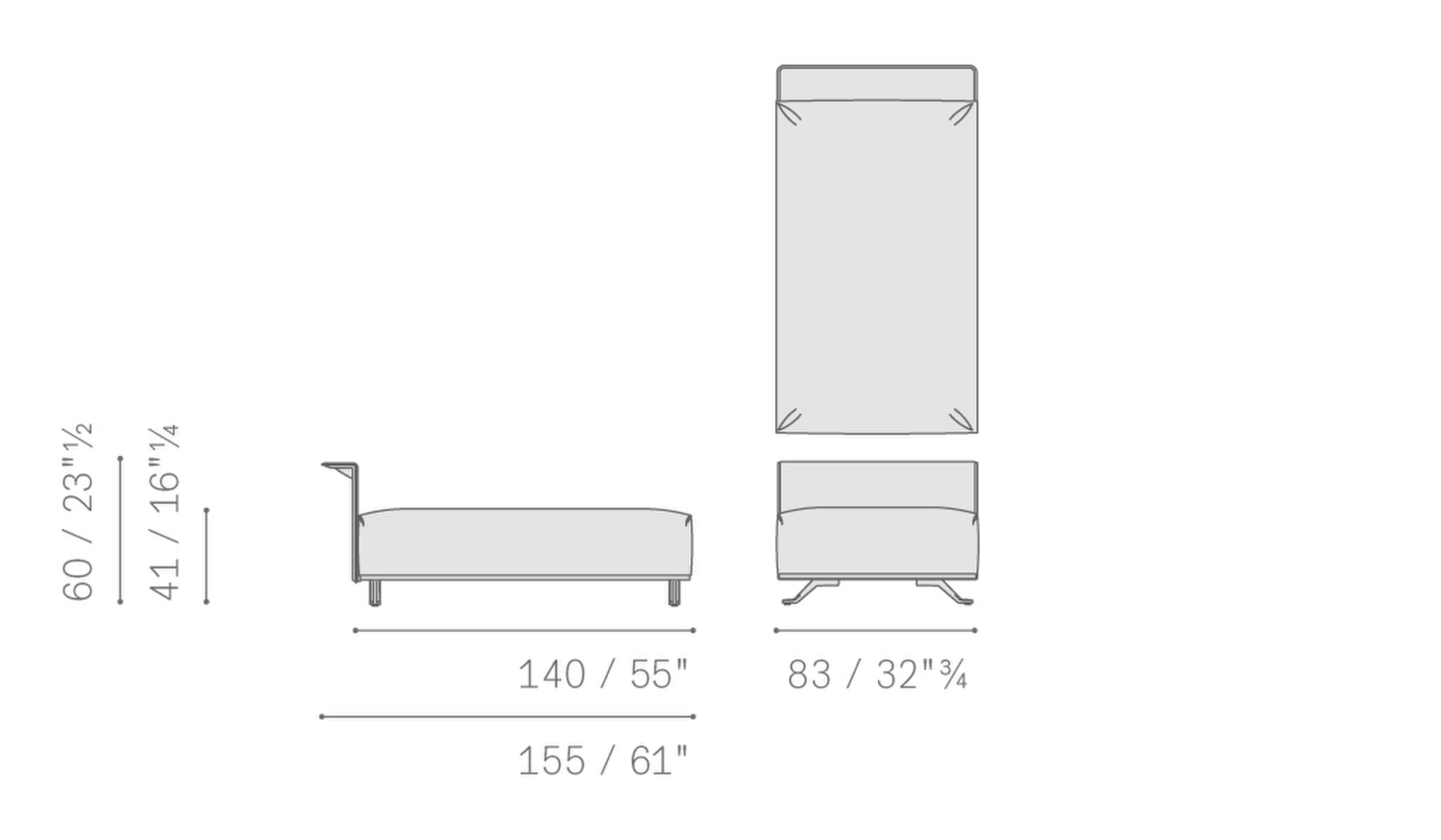Stampa 22 solaria chaise longue without armrests upholstered structure 5667146
