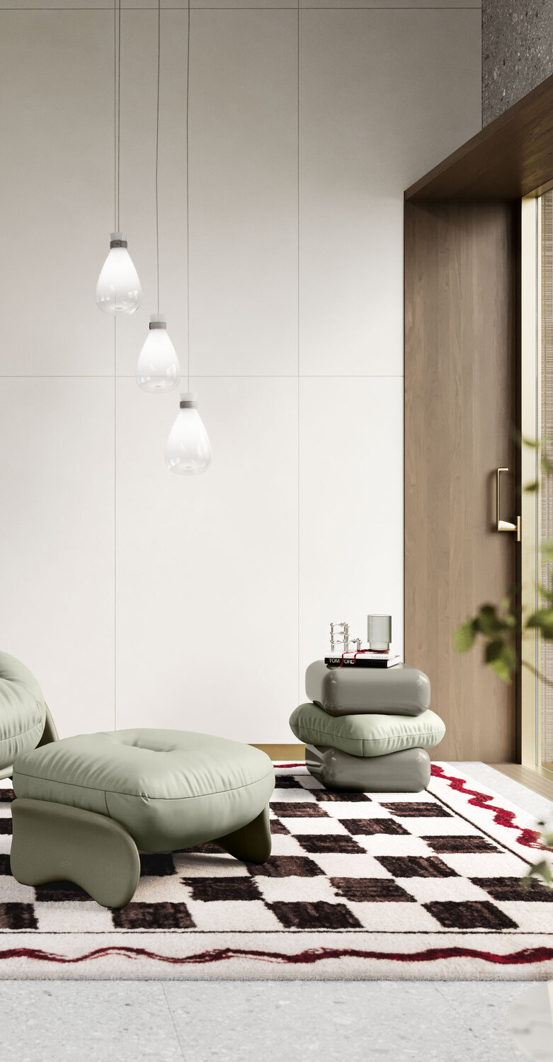 Squash | Small table Squash side table by Poltrona Frau with bold design, two lacquered wood blocks separated by a central cushion upholstered in Pelle Frau® ColorSphere, available in four color combinations