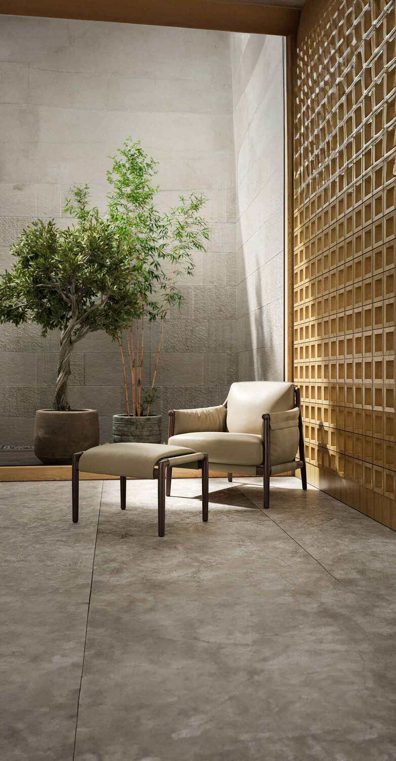 Times Lounge | 坐墩 Times Lounge 腳凳,Poltrona Frau,摩卡色白蠟木與Pelle Frau® 皮革,現代義大利奢華工藝