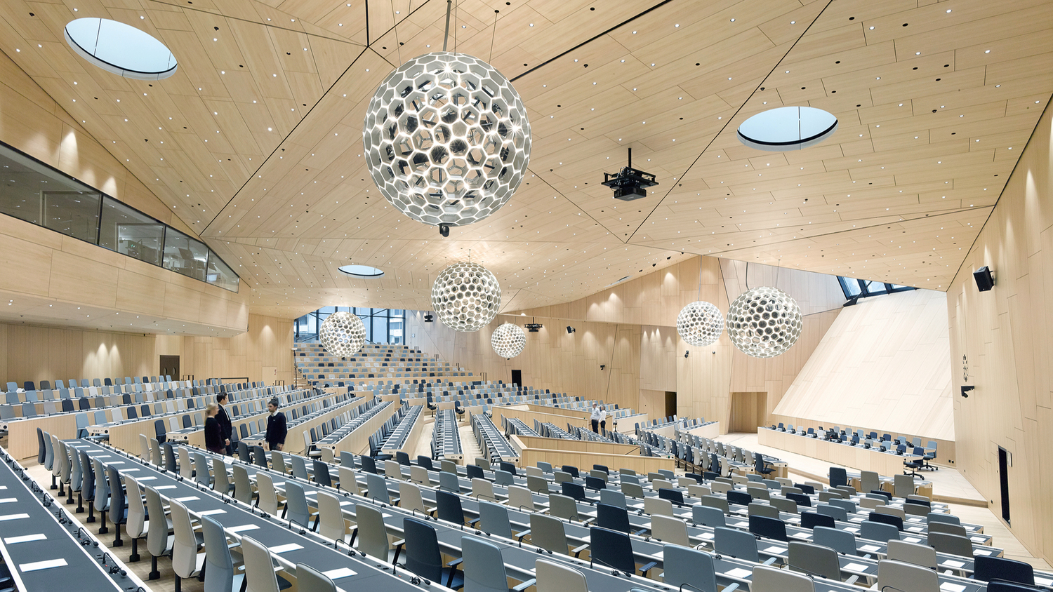 WIPO - World Intellectual Property Organization Interiors of WIPO, Geneva, with Poltrona Frau leather furnishings, neutral tones and luxurious Italian design
