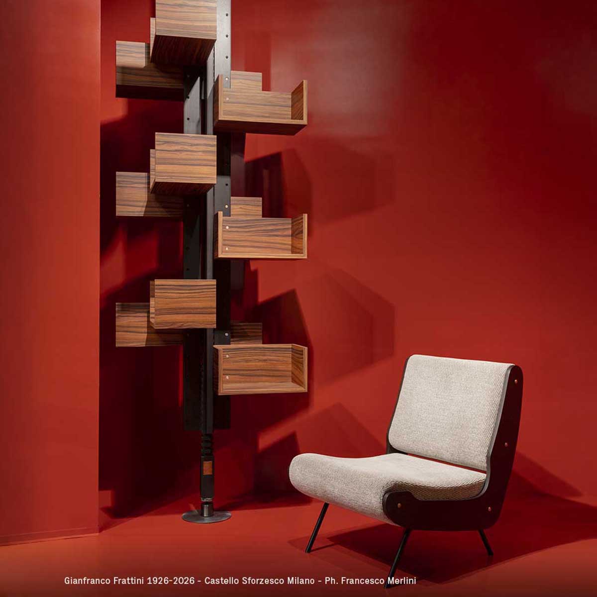 The Albero GFF100 bookcase on display at Milan's Castello Sforzesco